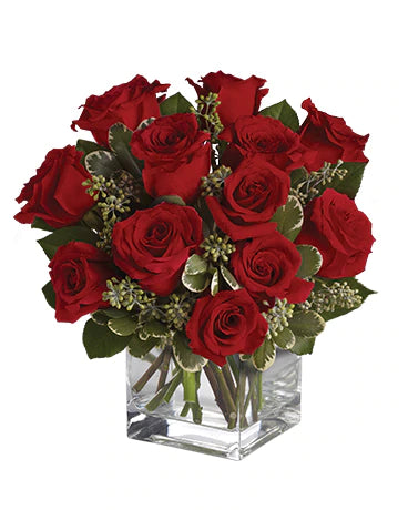Crimson Passion Dozen Red Roses Vase