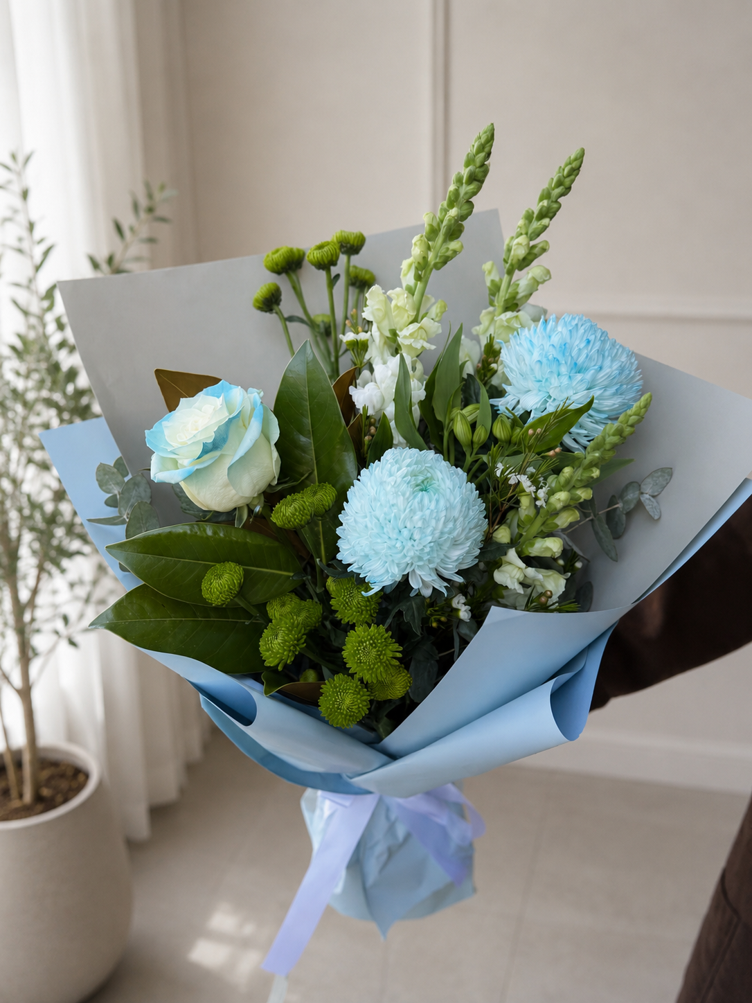 Blue Serenity blue and green flower bouquet