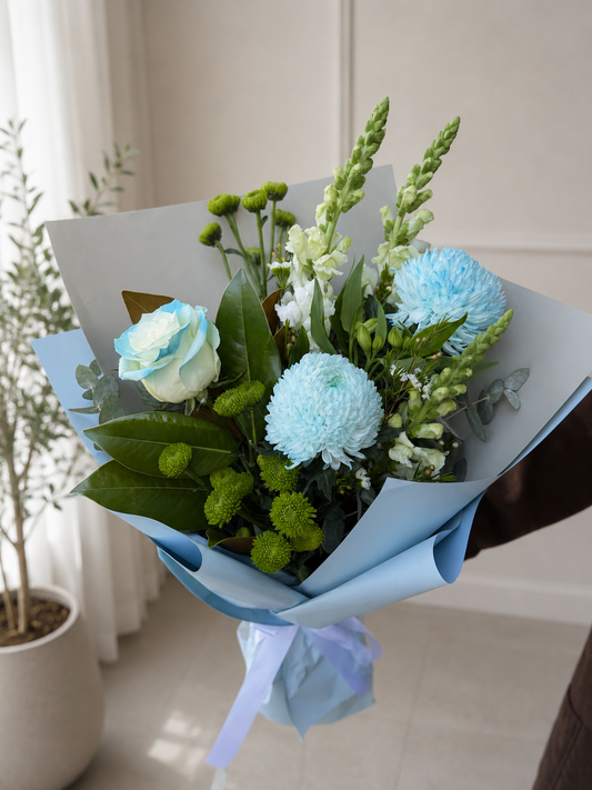 Blue Serenity blue and green flower bouquet